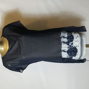 BODYFORM NAVY BLUE OVERLAY DRESS